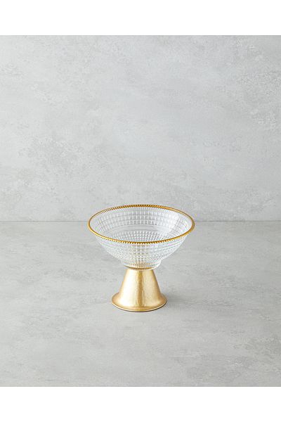 English Home Bol de prezentare din sticlă cu strălucire auriu transparent de 16 cm