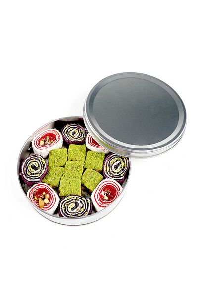 Hacı Şerif Sultan and Bundle Turkish Delight Round Metal Box 400g