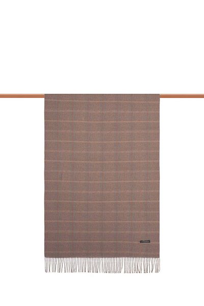 Bursa İpek Chestnut Plaid Pattern Winter Shawl
