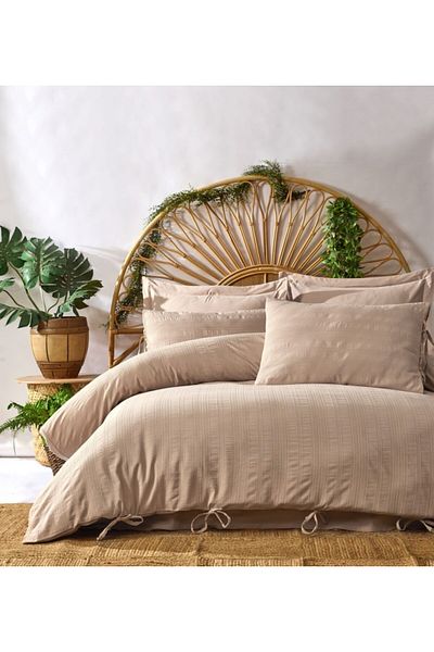Şaheser Lenjerie de pat jacquard ranforce, Saheser, Lucca Bej