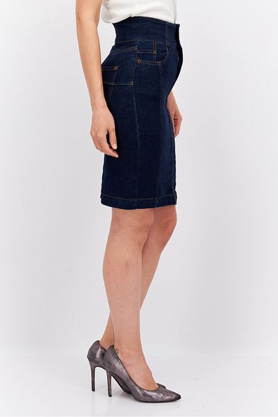 Esprit Women Dark Washed Denim Midi Skirt, Navy