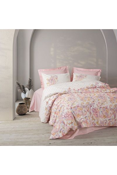 Cotton Box Single bed linen with paisley pattern, 100% cotton ranforce, Cotton Box, Muna Pink