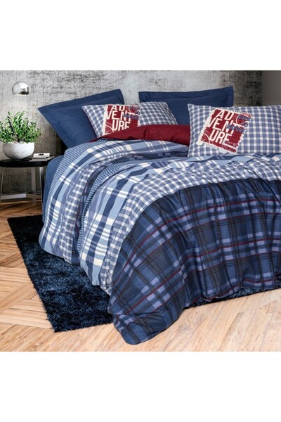 Cotton Box Lenjerie pat dublu cu carouri, bumbac 100% ranforce, Cotton Box, R...