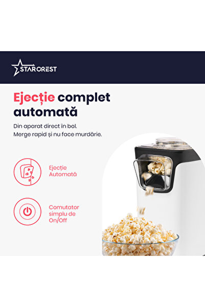 STARCREST STARCREST SPM-1100WH Popcorn Maker, 1100 W, White/Black