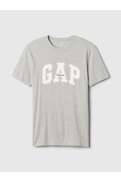 GAP Καθημερινό T-Shirt με λογότυπο Soft Gap Γκρι