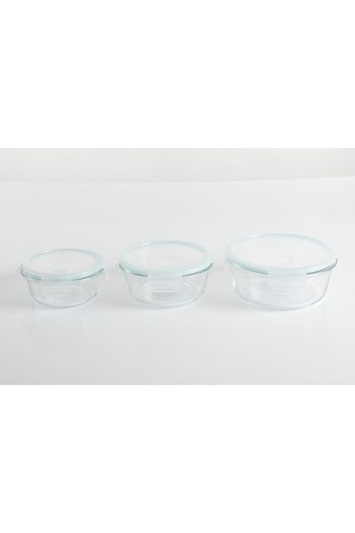Martha Stewart Storage Box Round Glass Mblue 6Pcs