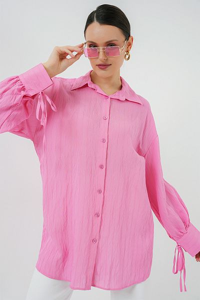Bigdart Women's Oversize Lace-Up Shirt 5954 - Pink