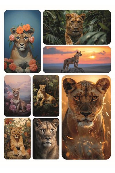 ROSIE 8 Pieces Lion Animal Series Sticker