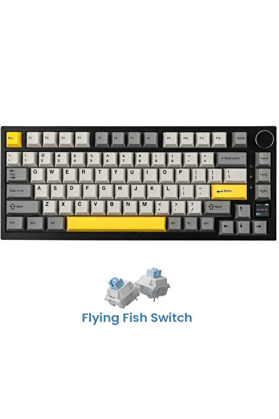 Ajazz AK820 PRO Mekanik Oyun Klavyesi,3 Modlu TFT Renkli Ekran  ve CNC Düğmeli 81 Tuş,RGB Aydınlatma