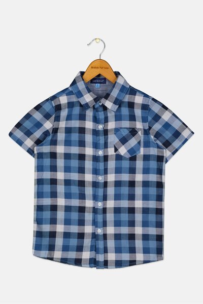 Andy & Evan قميص كاجوال منقوش بأكمام قصيرة للأولاد الصغار، متعدد الألوان