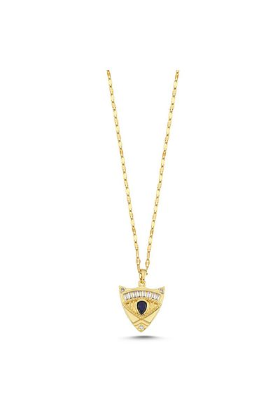 CHARMLUCKY Steel Stone Triangle Eye Pendant