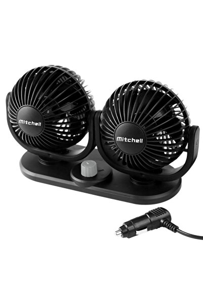 Mitchell مروحة سيارة مزدوجة الرأس 24 فولت مقاس 4 بوصات مع دوران 360 درجة وتحك...