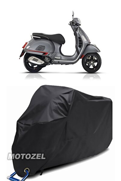 MotoZEL حقيبة خلفية سوداء من Vespa GTS 125 Supersport مع قماش مشمع للدراجة ال...