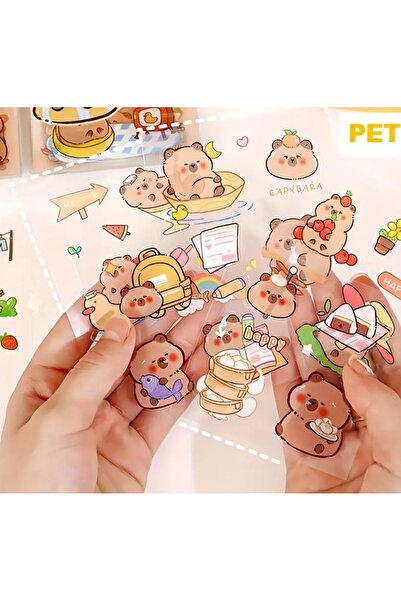 Kawaii Kapibara Capybara 100 Sayfa 570 Adet Su Geçirmez Şeffaf Sticker