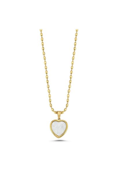 CHARMLUCKY STEEL PEARL HEART PENDANT