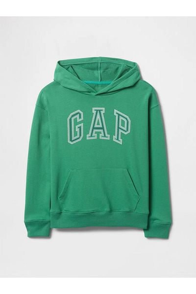 GAP Boy's Gap Logo Relaxed Fit Green Terry Fabric Sweatshirt