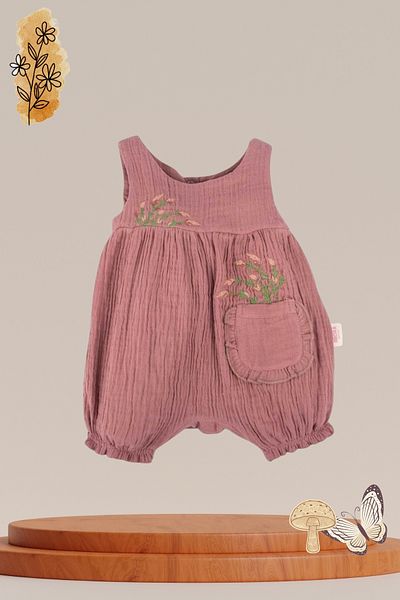 Baby s Breath Flower Floral Embroidered Pocket Detailed 100% Cotton 6-9-12 Months Jumpsuit Newborn 1 Year Old Baby Girl Outfits