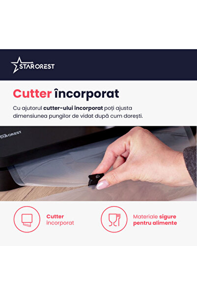 STARCREST Aparat de vidat si sigilat STARCREST VS-3022, Panou comanda Touch, Vidare umed/uscata, 5 Functii