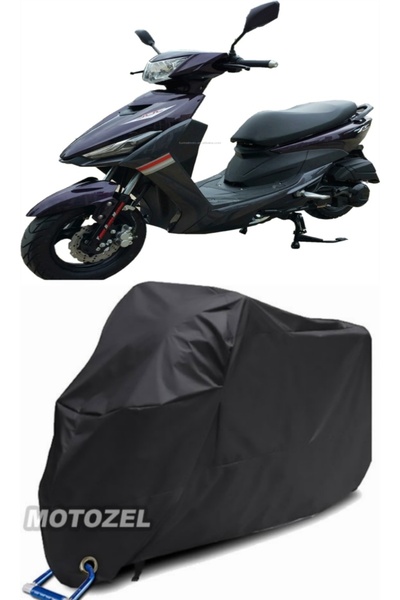 MotoZEL Ramzey Kalipso 125-8 حقيبة خلفية سوداء وقفل متوافق مع القماش المشمع ل...