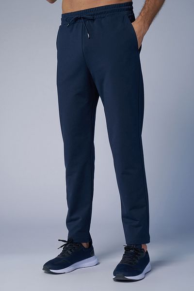 bilcee Pantaloni de trening pentru bărbați, albastru, cu picior plat, cu 2 fire, premium, confortabili
