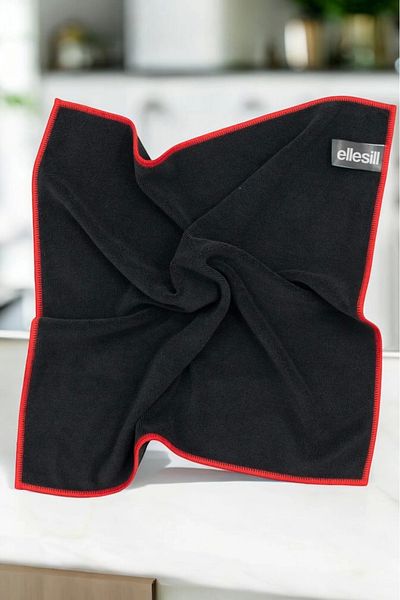 Ellesill Pack of 2 Red and Black General Microfiber Cleaning Cloth 40X40 cm - Ultrascrub