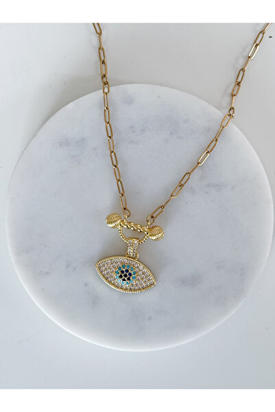 CHARMLUCKY Steel Stone Eye Pendant