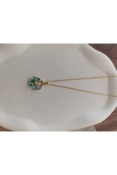 karan jewel تريند بينتيريست قلادة زهرة المينا الزرقاء