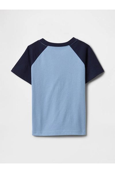 GAP تي شيرت أزرق بشعار Baby Boy Gap