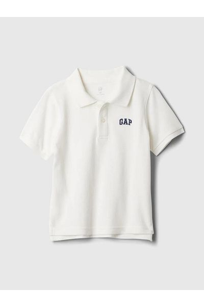 GAP تي شيرت رجالي بياقة بولو وشعار Gap باللون الكريمي