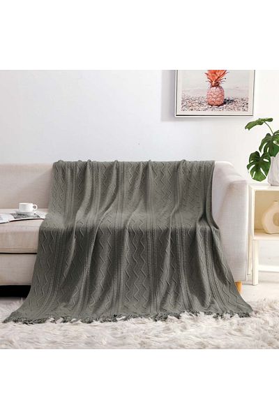 Alhabib bedding Dan Shawl Lightweight Bamboo Blanket, Dark Grey, 130 x 170 cm