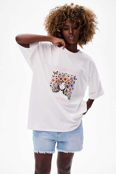 Blue Shadow Women's Feelings Ecru T-shirt