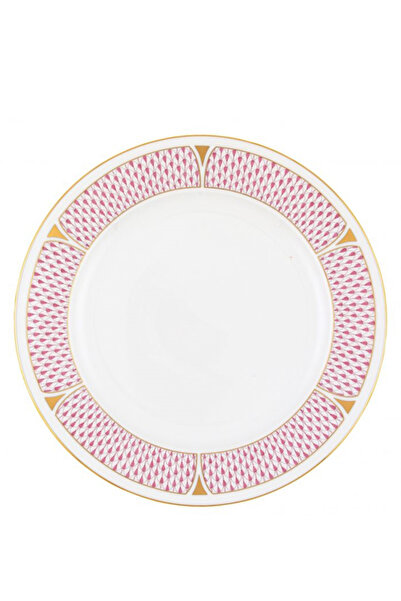 HEREND Pembe Geometrik Desenli Porselen Yemek Tabağı