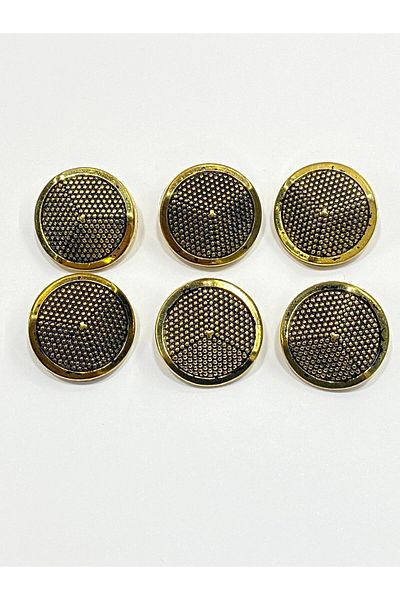 karantuhafiye 2.5 cm Antique Gold Metalized Button Set (Plastic Button Also Available) 6 Li