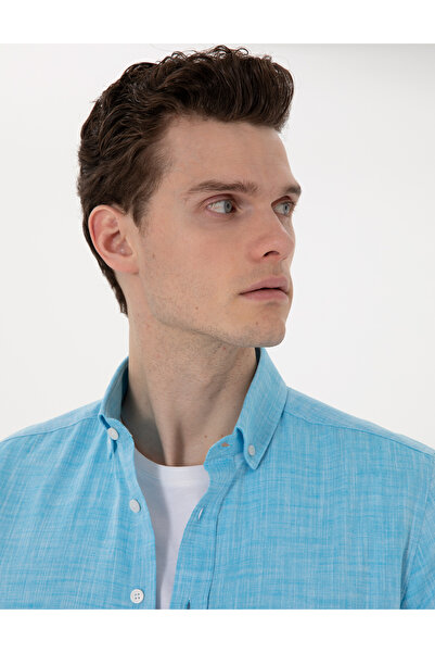 Pierre Cardin Aqua Keten Görünümlü Slim Fit Uzun Kollu Gömlek 50307025-VR007