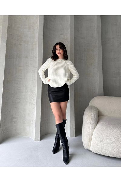 BAYAN Crocked Collar Thyrak Knitted Knitted Sweater