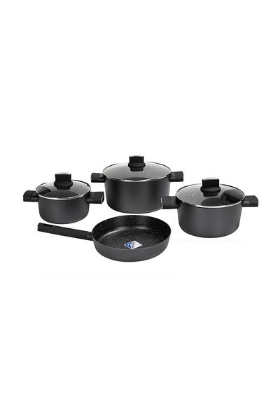 Zilan Zilan ZLN0959 Black pot set, 7 pieces, marble coating and soft-touch handles