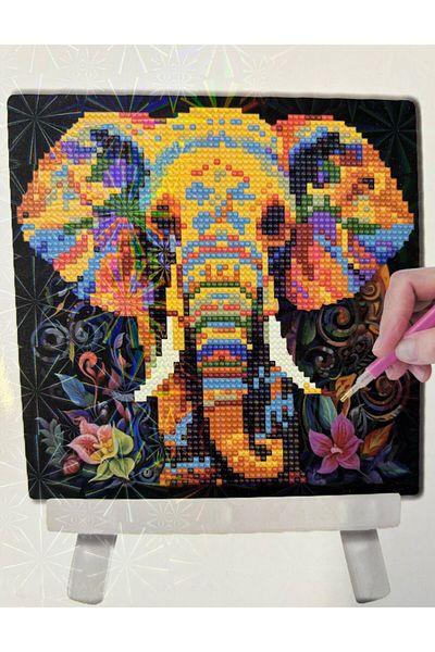 OZN AKSESUAR DIY 5D Apple Stone Workmanship Book 20X20 Elephant Painting