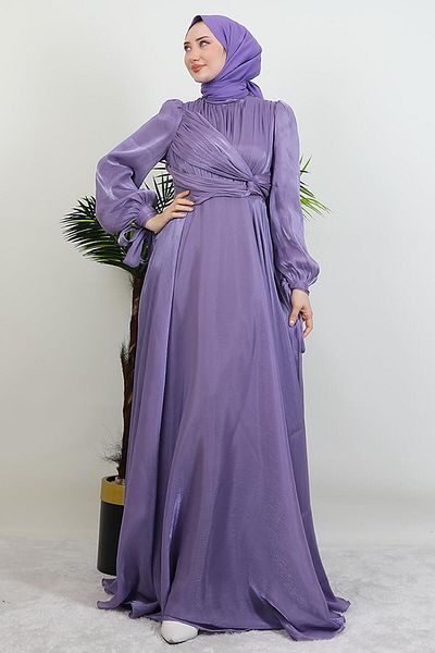 GİYZAMİLA Lily Yarn Lilac Evening Dress