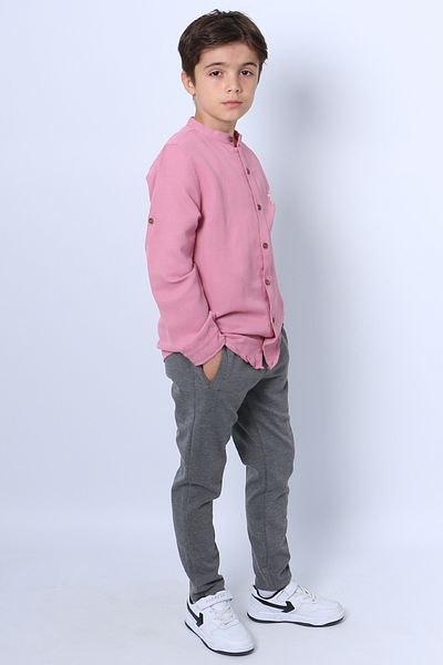 HÇM Boy's Shirt Suit Judge Collar Printed Buttoned E2