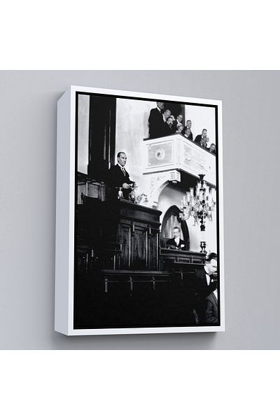 Harita Sepeti Ataturk 29 October Assembly Speech Painting with White Frame
