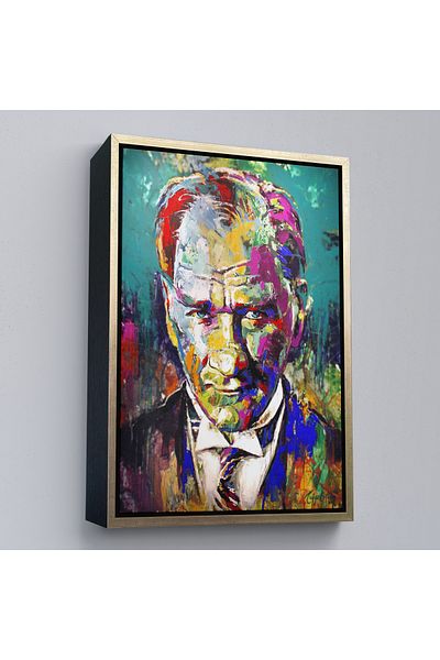 Harita Sepeti Πολύχρωμος πίνακας Mustafa Kemal Atatürk με καφέ πλαίσιο