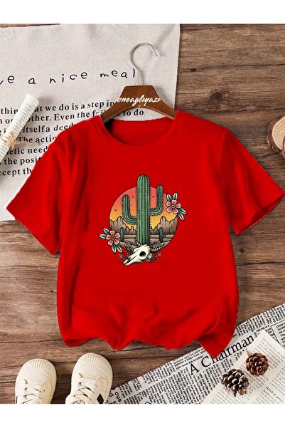 oneagılyazı Cactus Printed Children's Oversize T-Shirt