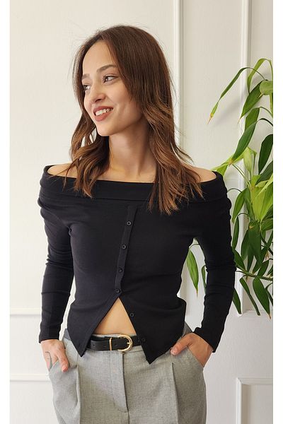 Dilvin Off Shoulder Buttoned Top