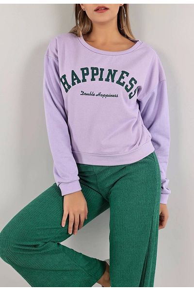 Lukas Sweat Crop Imprimat Liliac - 0135.159.
