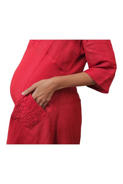 Tummy -Asymatrical  maternity dress with side pockets