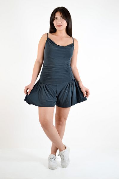 BUSEM Drawstring Shorts Dress with Rope Straps - Anthracite