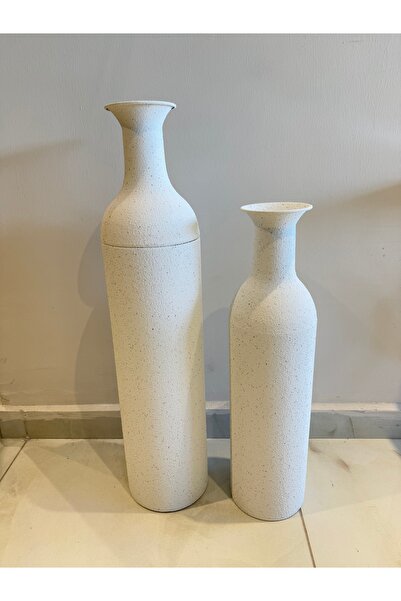 vazo 2li beyaz metal vazo