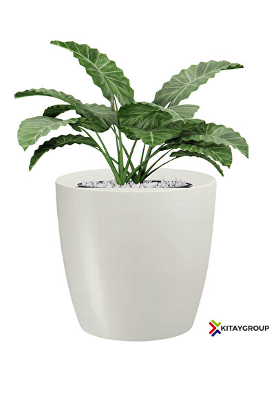 KıtayGroup Kristal Yakut Saksı Salon Saksısı 4,4 Lt Kırık Beyaz Renk