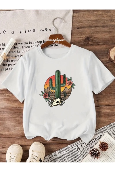 oneagılyazı Παιδικό μπλουζάκι με στάμπα κάκτου, oversized