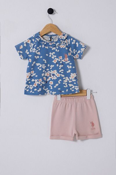 U.S. Polo Assn. Baby Girl Blue Baby Set